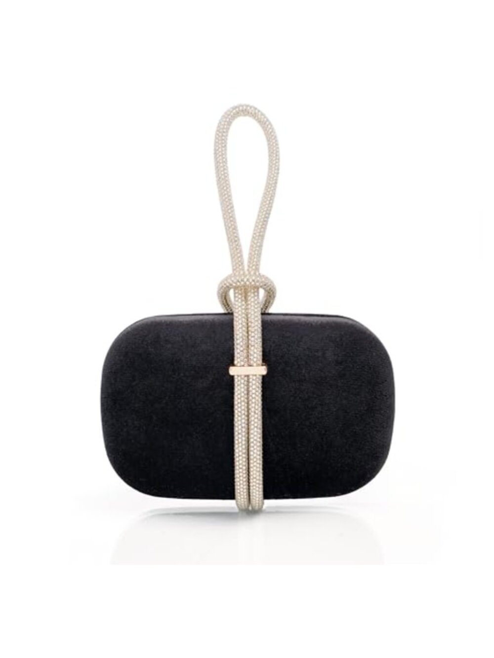 Rhinestone Velvet Evening Clutch Wristlet with Detachable Chain for Wedding